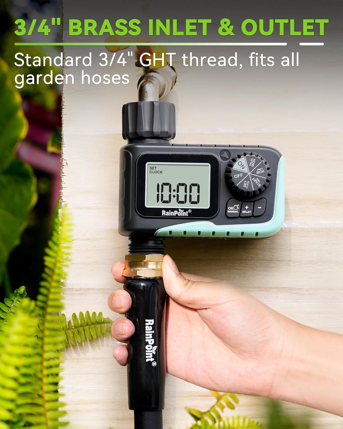 RAINPOINT Sprinkler Timer, Programmable Water Timer for Garden Hose, Outdoor Soaker Hose Timed with Rain Delay/Manual/Automatic Watering System, Digital Irrigation for Yard, Lawn, 1 Outlet - Image 7