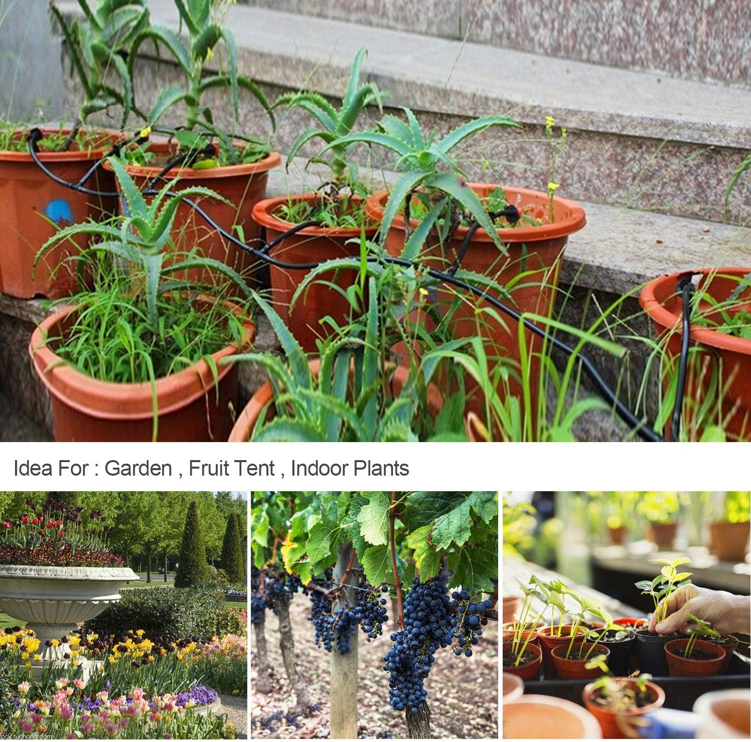 Drip Irrigation Kit, Drip Irrigation System for Garden with 1/4" Irrigation Tubing DIY Saving Water Automatic Watering System for Garden, Greenhouse, Flower Bed, Patio, Lawn - Image 7