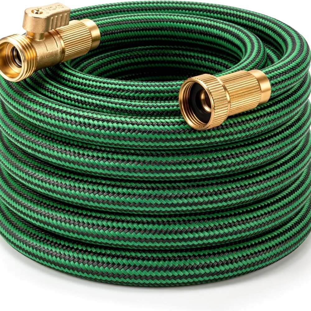 NON-EXPANDABLE Garden Hose 25 ft, Heavy Duty Flexible Water Hose, Kink Resistant Lightweight Hybrid Hose with Durable Fabric Skin, Leakproof Hose Male to Female Fittings