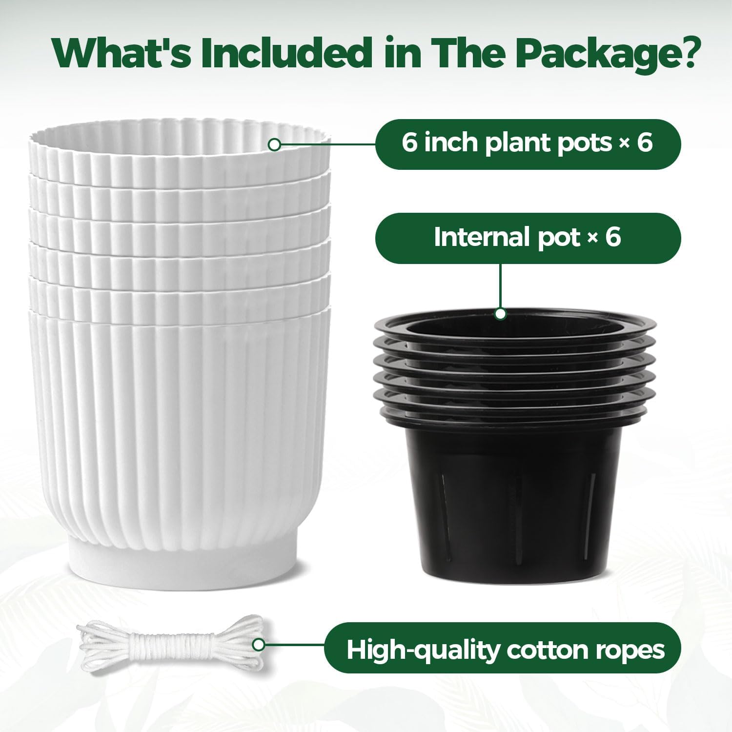 T4U Self Watering Pots for Indoor Plants, 6 Inch 6 Pack Planter White | African violet pothos ferns, Herb garden kitchen, Bottom feed reservoir, Easy care maintenance - Image 6