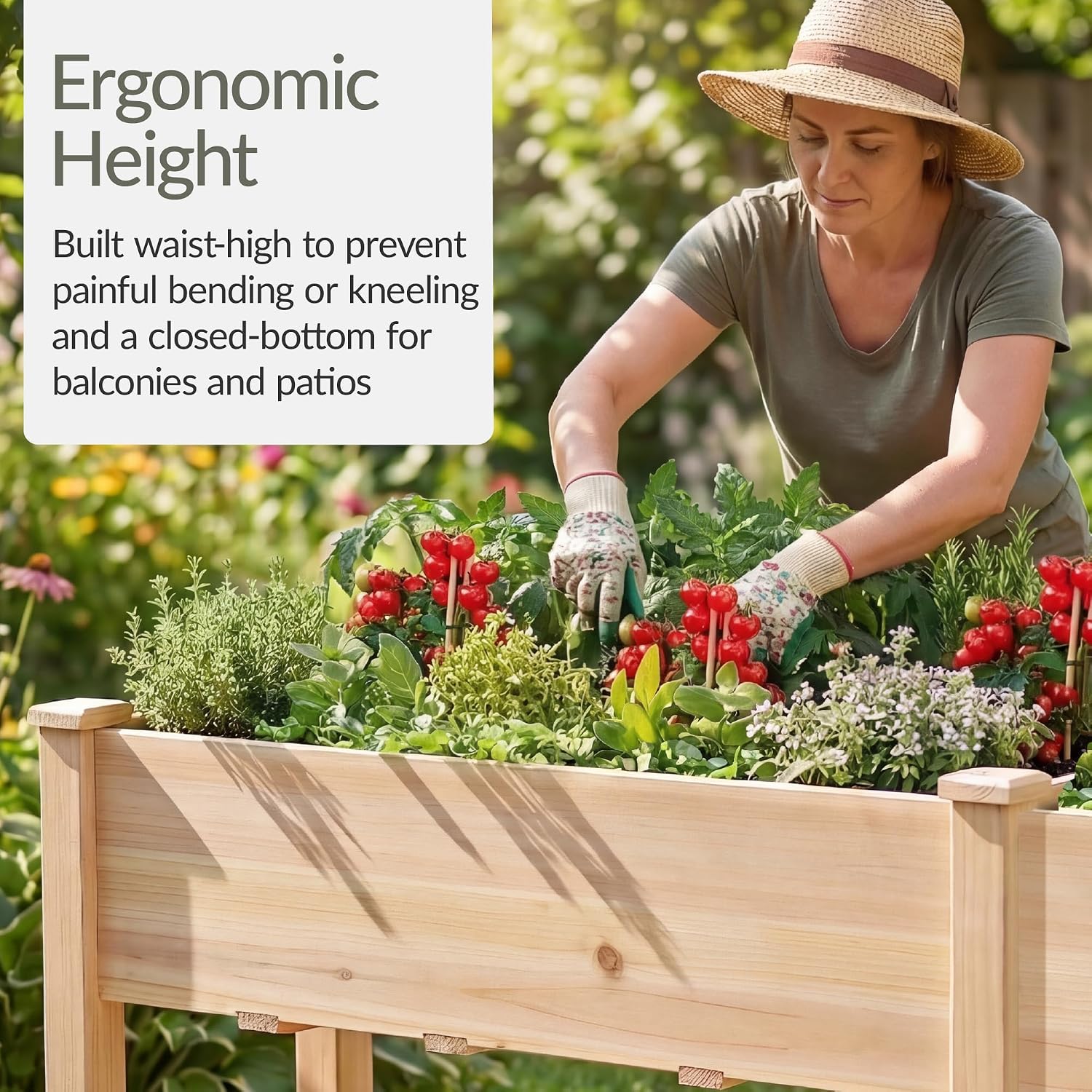 Best Choice Products 72x24x30in Raised Garden Bed, Elevated Wood Planter Box Stand for Backyard, Patio, Balcony w/Divider Panel, 6 Legs, 300lb Capacity - Natural - Image 4