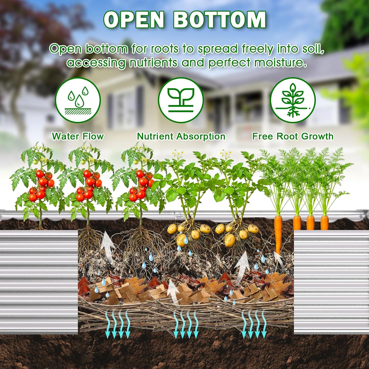 8x4x2ft Raised Garden Bed, Deep Root Planter Box, Silver,1 Pack | 1mm Thick Galvanized Steel, Resists Rust Bowing, Easy Assembly, Ideal Deep-Root Growing Condition for Broccoli,Beans,Tomatoes - Image 3