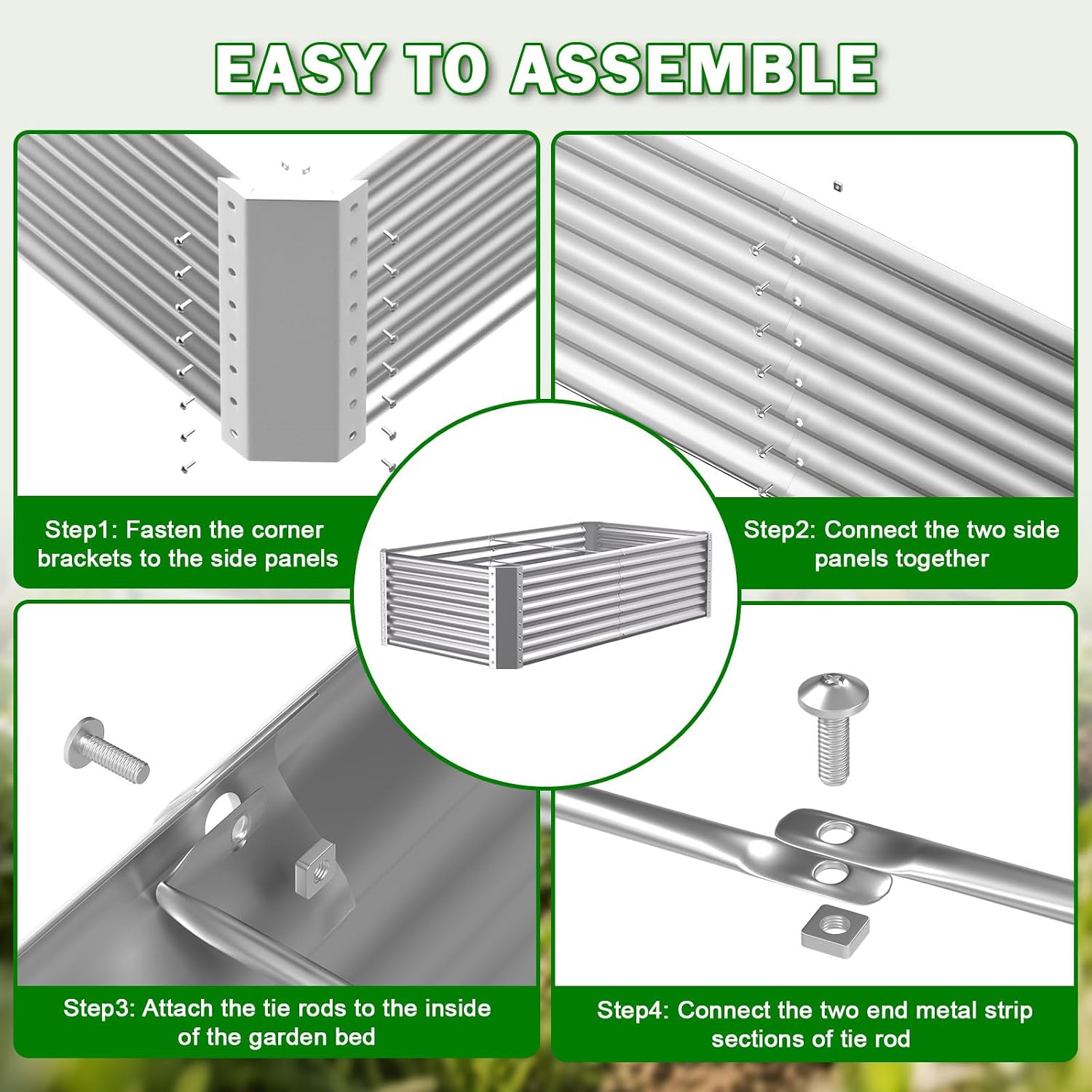 8x4x2ft Raised Garden Bed, Deep Root Planter Box, Silver,1 Pack | 1mm Thick Galvanized Steel, Resists Rust Bowing, Easy Assembly, Ideal Deep-Root Growing Condition for Broccoli,Beans,Tomatoes - Image 5