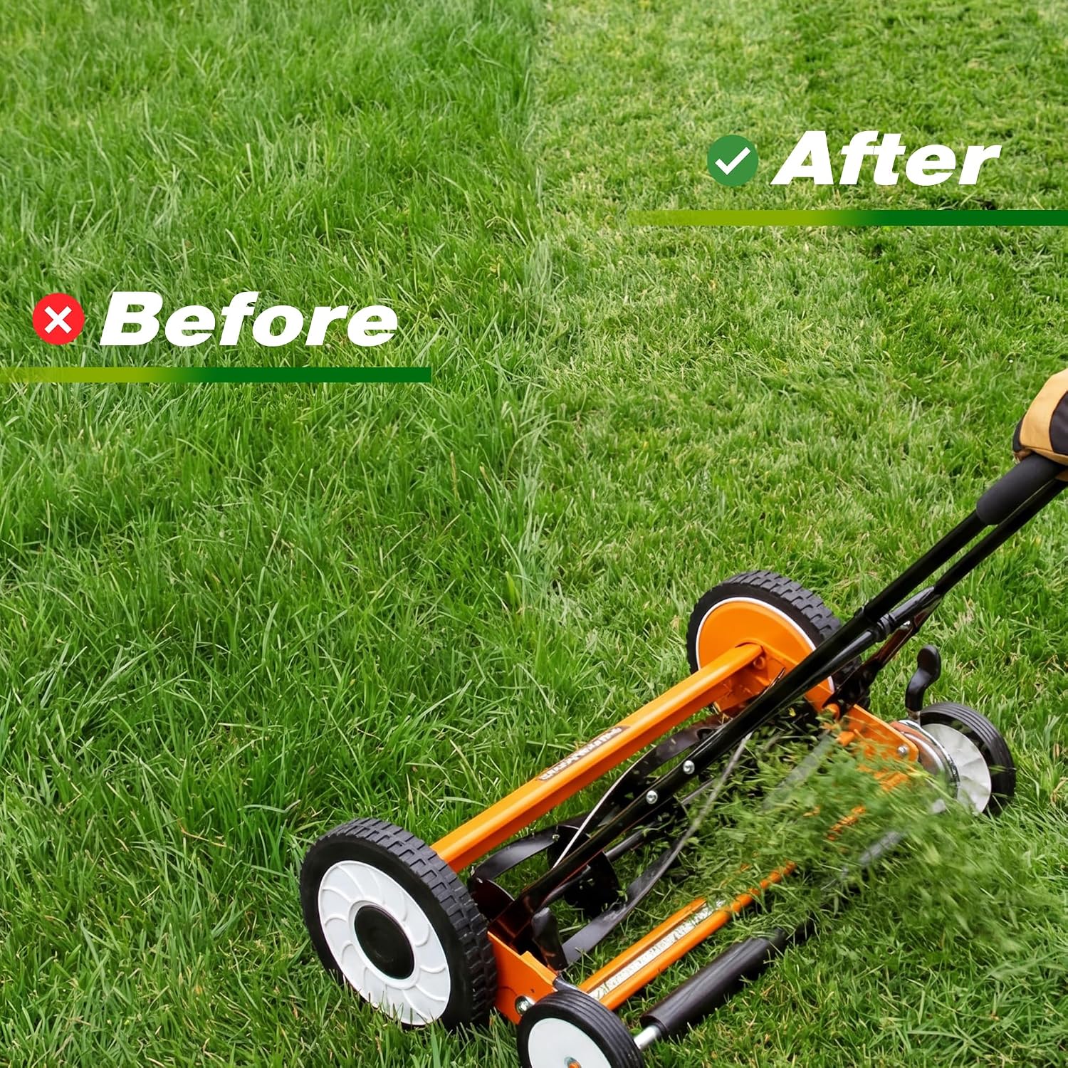 Walensee 18-Inch Manual Lawn Mower, 5-Blade Push Reel, 9 Heights | Precision-Ground Alloy-Steel Blades Deliver Clean Scissor-Like Cuts, While Manual Cordless Operation Keeps Lawn Care Quiet - Image 6