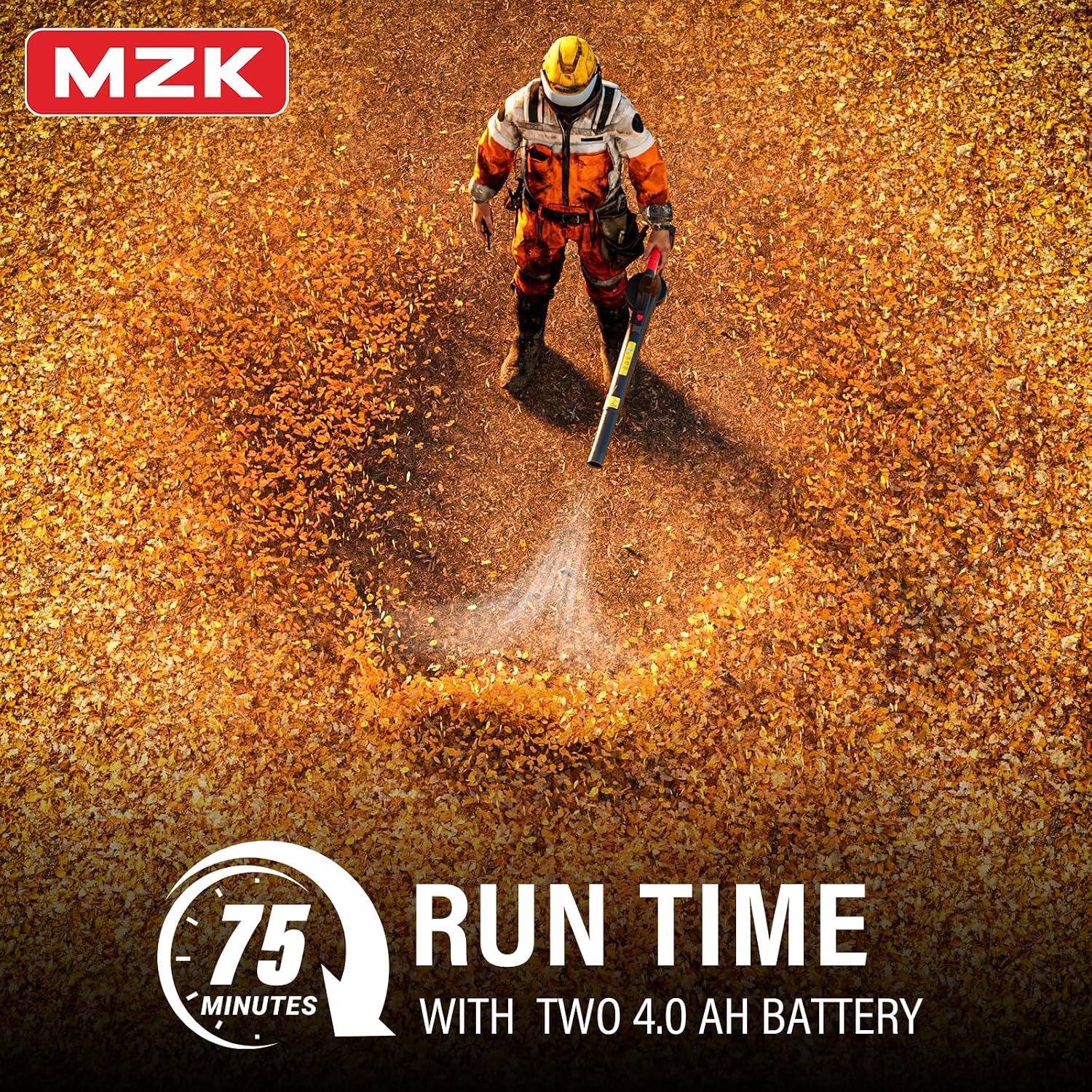 MZK 20V Cordless Leaf Blower, Lightweight Electric Blower | Includes 2 x 4.0Ah batteries and charger for leaves, patio cleanup, dust, lawn care, and yard work. - Image 3