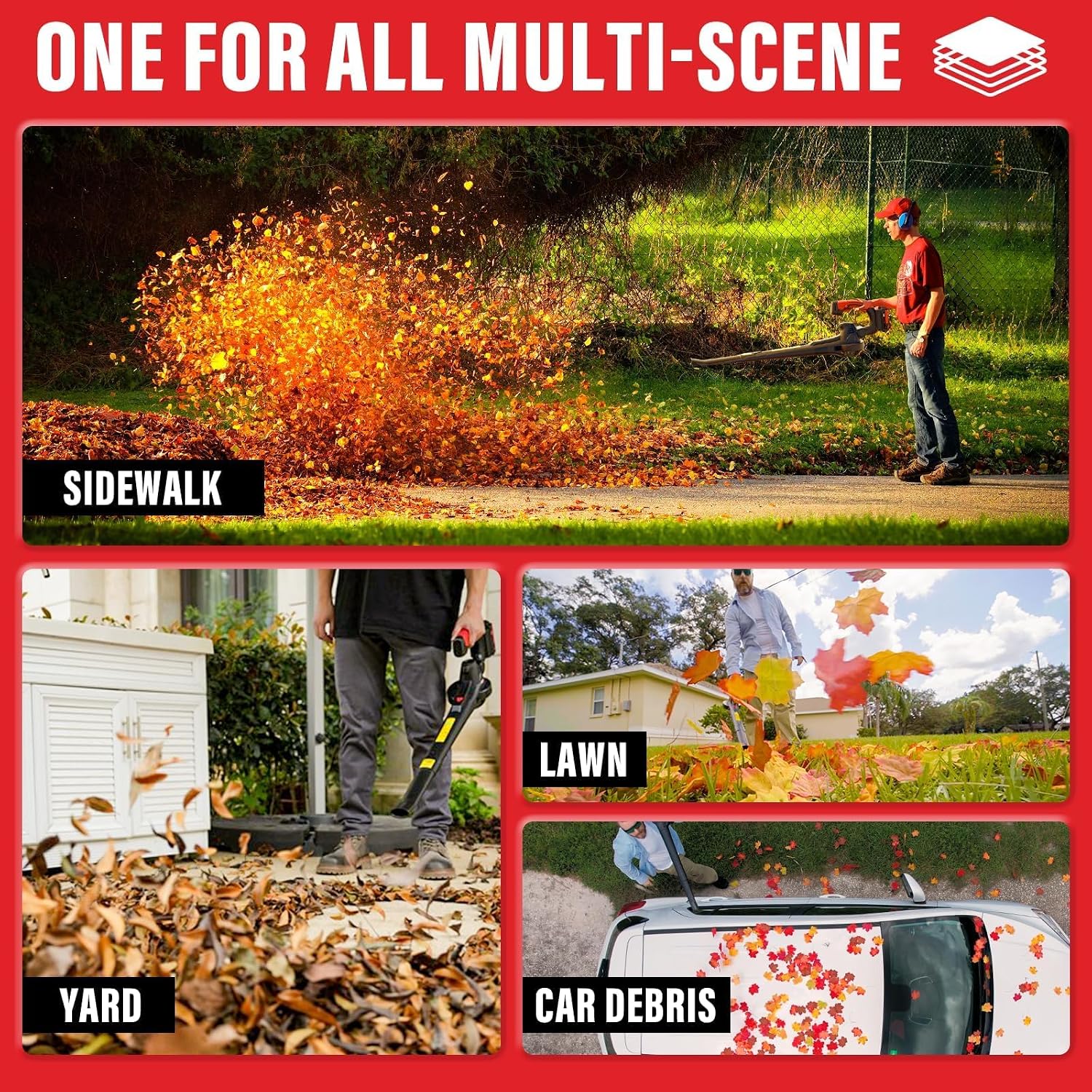 MZK 20V Cordless Leaf Blower, Lightweight Electric Blower | Includes 2 x 4.0Ah batteries and charger for leaves, patio cleanup, dust, lawn care, and yard work. - Image 4