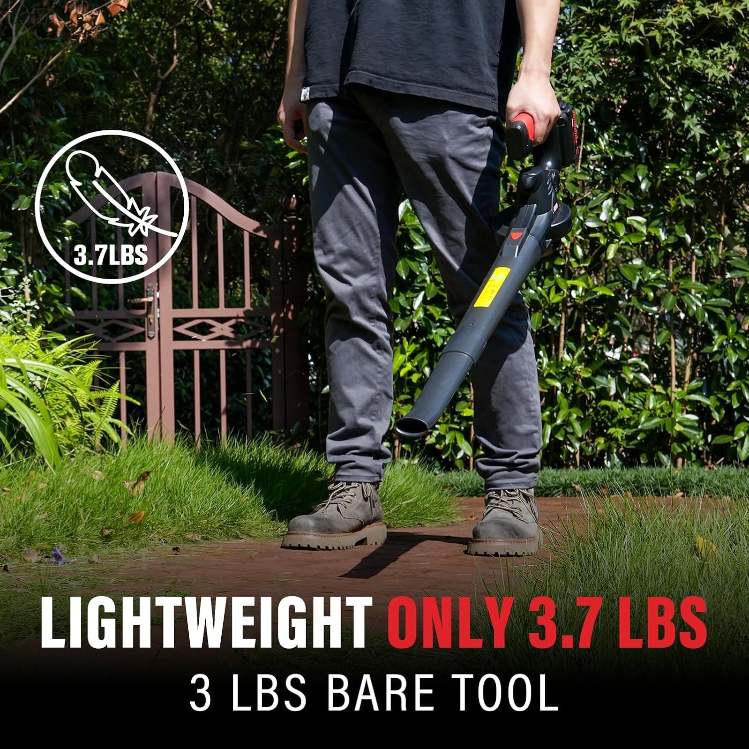 MZK 20V Cordless Leaf Blower, Lightweight Electric Blower | Includes 2 x 4.0Ah batteries and charger for leaves, patio cleanup, dust, lawn care, and yard work. - Image 5