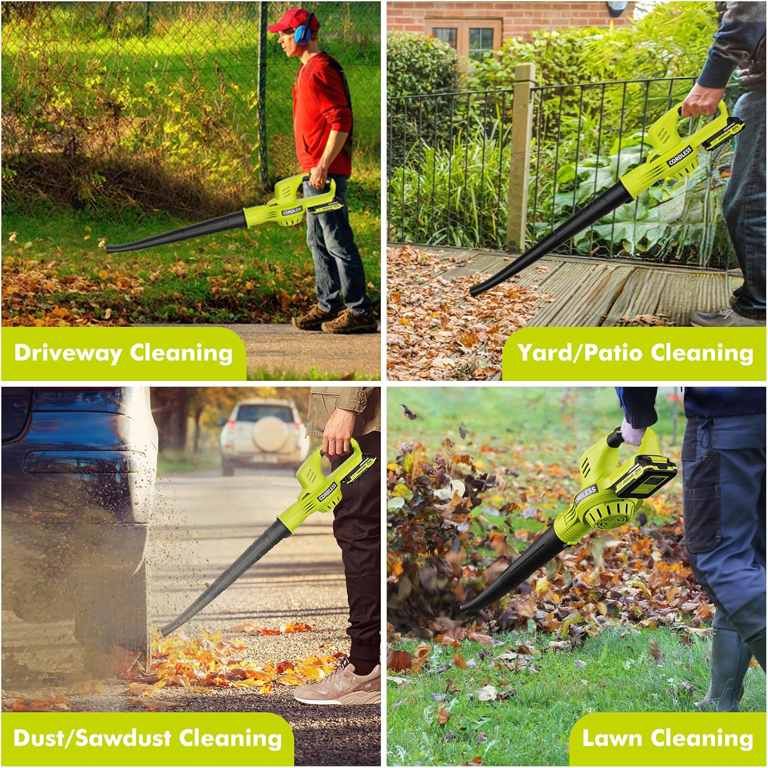 Leaf Blower Cordless 650CFM 288MPH Electric Leaf Blower with 2 x 4.0Ah Battery Operated, 6 Speed Mode, 20V Powered Handheld Blowers for Lawn Care, Patio, Dust, Blowing Leaves - Image 6