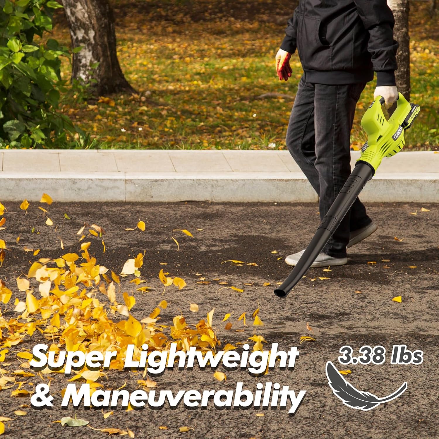 Leaf Blower Cordless 21V Electric with 2 Batteries and Charger Lightweight | 2 Speed Modes & 2.0Ah Powerful Battery Powered Rechargeable Electric Leaf Blowers Handheld for Lawn Care Yard and Patio Green - Image 7